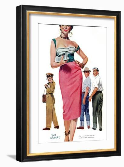 Miss Temptation  - Saturday Evening Post "Leading Ladies", April 21, 1956 pg.30-Bob Hillbert-Framed Giclee Print