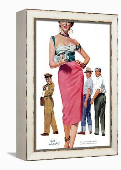 Miss Temptation  - Saturday Evening Post "Leading Ladies", April 21, 1956 pg.30-Bob Hillbert-Framed Premier Image Canvas