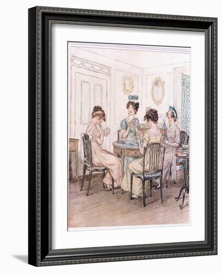 Miss Willoughby: We Shall Probably Spend the Evening Here with Miss Susan at the Card Table-Hugh Thomson-Framed Giclee Print