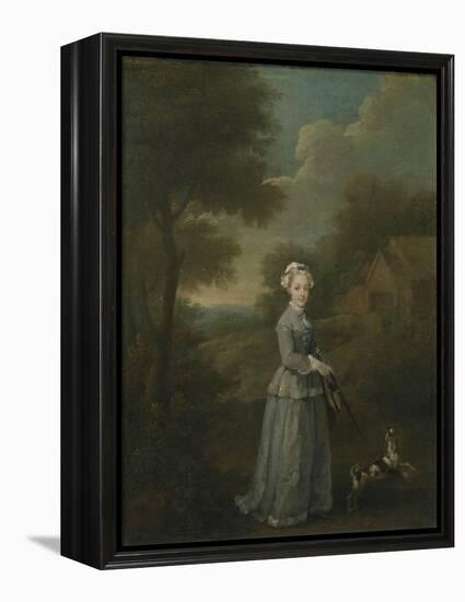 Miss Wood with Her Dog, C.1730-William Hogarth-Framed Premier Image Canvas