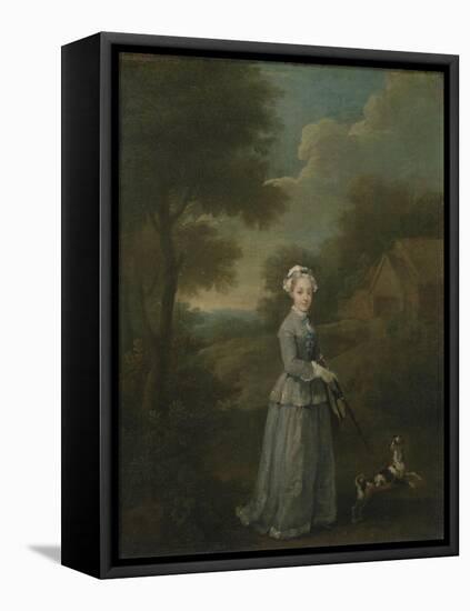 Miss Wood with Her Dog, C.1730-William Hogarth-Framed Premier Image Canvas