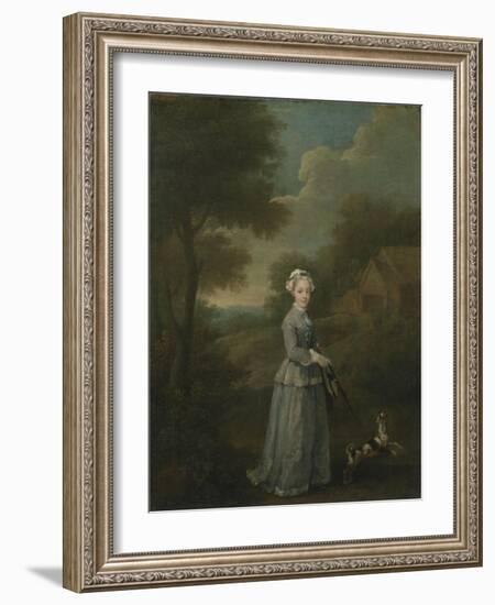 Miss Wood with Her Dog, C.1730-William Hogarth-Framed Giclee Print