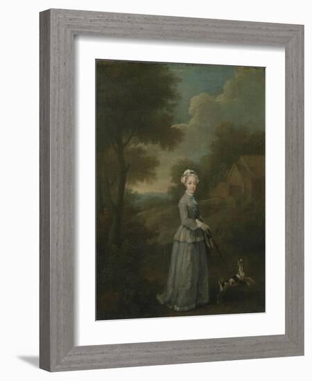 Miss Wood with Her Dog, C.1730-William Hogarth-Framed Giclee Print