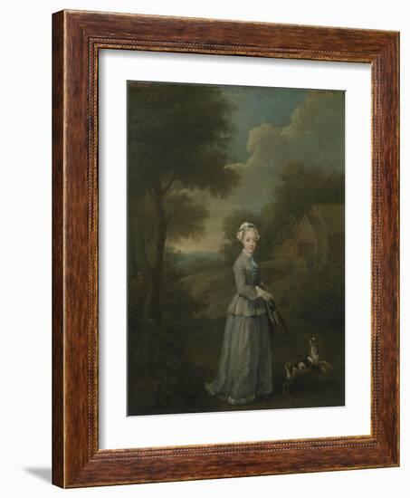 Miss Wood with Her Dog, C.1730-William Hogarth-Framed Giclee Print