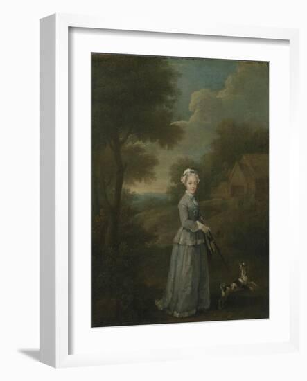 Miss Wood with Her Dog, C.1730-William Hogarth-Framed Giclee Print