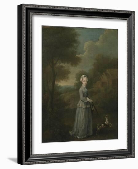 Miss Wood with Her Dog, C.1730-William Hogarth-Framed Giclee Print