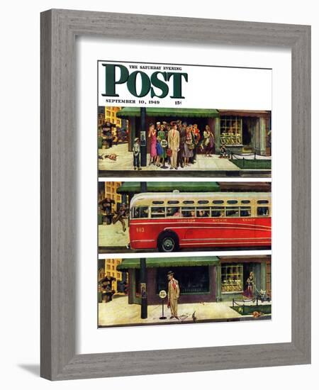 "Missed the Bus," Saturday Evening Post Cover, September 10, 1949-Thornton Utz-Framed Giclee Print