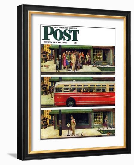 "Missed the Bus," Saturday Evening Post Cover, September 10, 1949-Thornton Utz-Framed Giclee Print