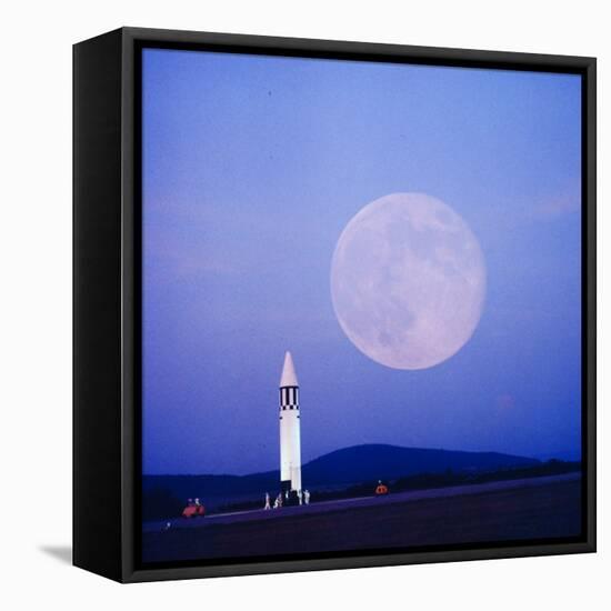 Missile and Moon at Huntsville Ala. - Dr. Von Braun's Team-Andreas Feininger-Framed Premier Image Canvas