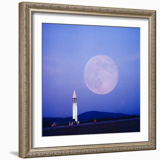 Missile and Moon at Huntsville Ala. - Dr. Von Braun's Team-Andreas Feininger-Framed Photographic Print