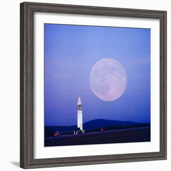 Missile and Moon at Huntsville Ala. - Dr. Von Braun's Team-Andreas Feininger-Framed Photographic Print