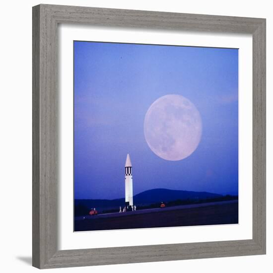 Missile and Moon at Huntsville Ala. - Dr. Von Braun's Team-Andreas Feininger-Framed Photographic Print