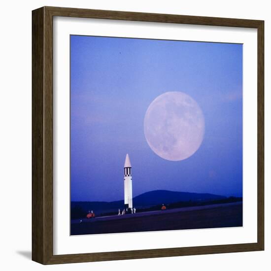 Missile and Moon at Huntsville Ala. - Dr. Von Braun's Team-Andreas Feininger-Framed Photographic Print