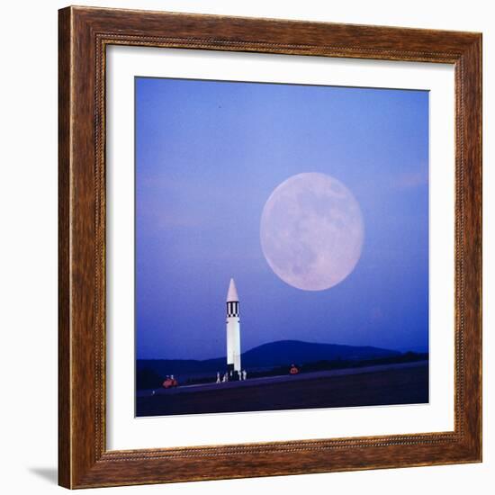 Missile and Moon at Huntsville Ala. - Dr. Von Braun's Team-Andreas Feininger-Framed Photographic Print