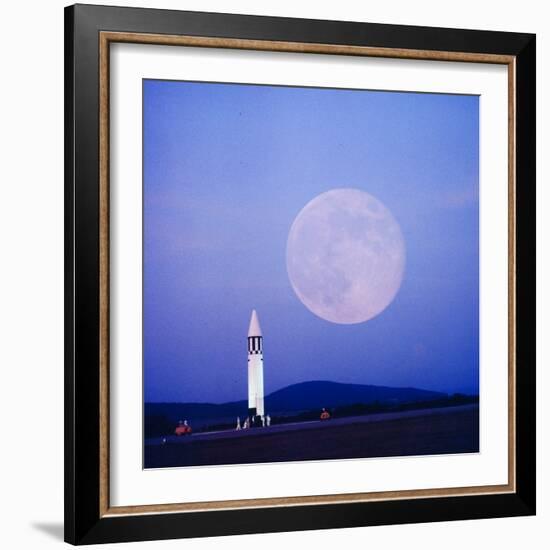 Missile and Moon at Huntsville Ala. - Dr. Von Braun's Team-Andreas Feininger-Framed Photographic Print