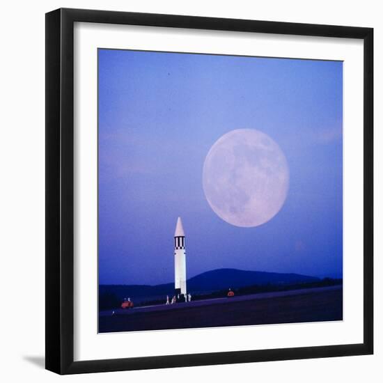 Missile and Moon at Huntsville Ala. - Dr. Von Braun's Team-Andreas Feininger-Framed Photographic Print