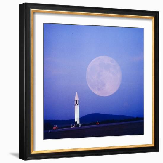 Missile and Moon at Huntsville Ala. - Dr. Von Braun's Team-Andreas Feininger-Framed Photographic Print