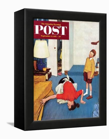"Missing Shoe" Saturday Evening Post Cover, September 8, 1951-Jack Welch-Framed Premier Image Canvas