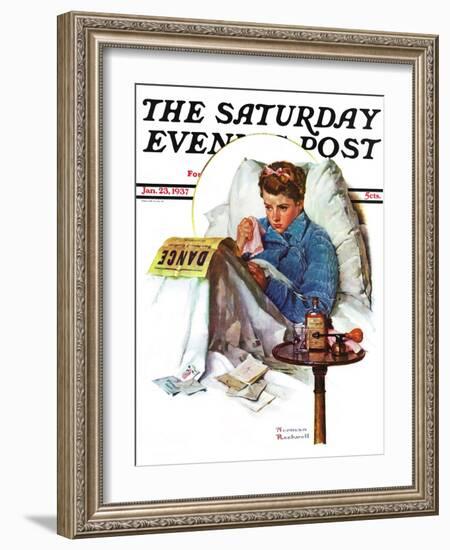 "Missing the Dance" Saturday Evening Post Cover, January 23,1937-Norman Rockwell-Framed Giclee Print