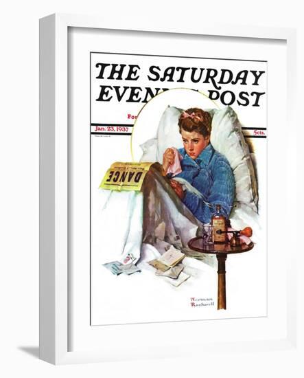 "Missing the Dance" Saturday Evening Post Cover, January 23,1937-Norman Rockwell-Framed Giclee Print