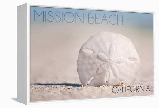 Mission Beach, California - Sand Dollar and Beach-Lantern Press-Framed Stretched Canvas