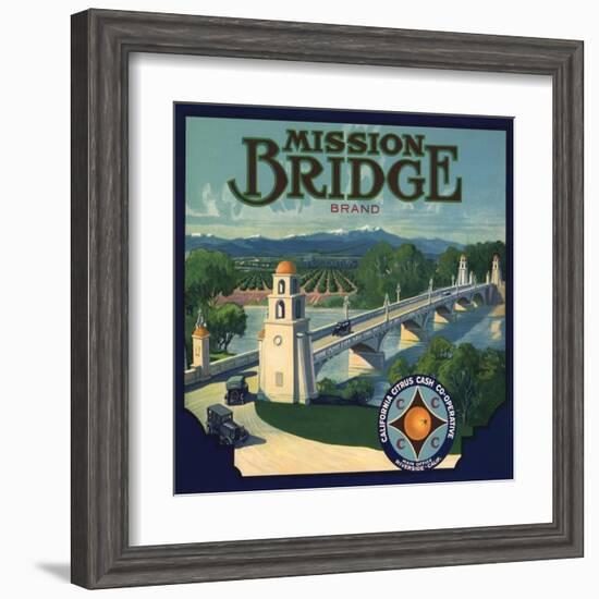 Mission Bridge Brand - Riverside, California - Citrus Crate Label-Lantern Press-Framed Art Print