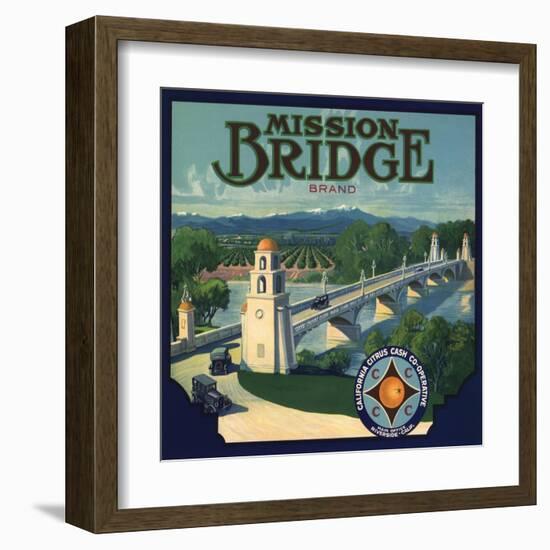 Mission Bridge Brand - Riverside, California - Citrus Crate Label-Lantern Press-Framed Art Print