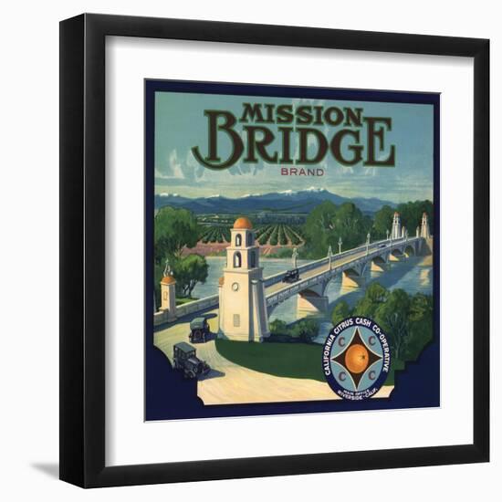 Mission Bridge Brand - Riverside, California - Citrus Crate Label-Lantern Press-Framed Art Print