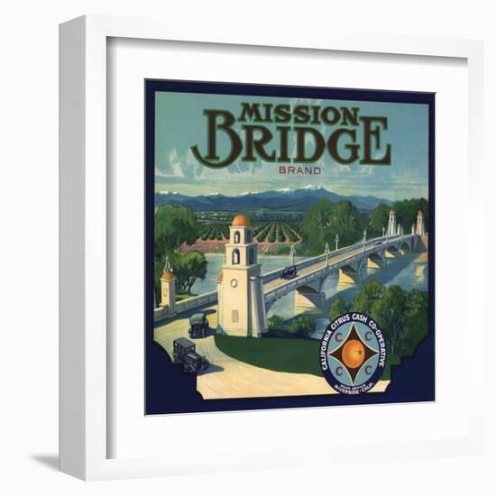 Mission Bridge Brand - Riverside, California - Citrus Crate Label-Lantern Press-Framed Art Print