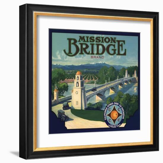 Mission Bridge Brand - Riverside, California - Citrus Crate Label-Lantern Press-Framed Art Print