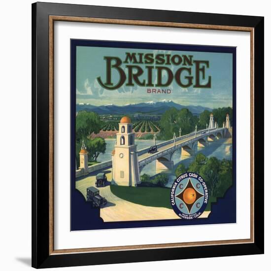 Mission Bridge Brand - Riverside, California - Citrus Crate Label-Lantern Press-Framed Art Print