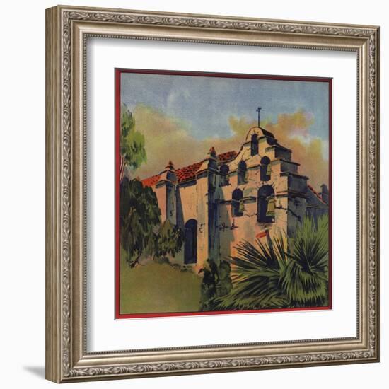 Mission Church Ruins - Citrus Crate Label-Lantern Press-Framed Art Print