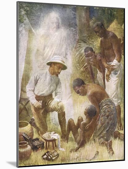 Missionary in Africa is Able to Heal a Native Patient Thanks to Help from Above-Harold Copping-Mounted Art Print