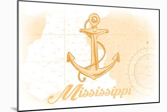 Mississippi - Anchor - Yellow - Coastal Icon-Lantern Press-Mounted Art Print