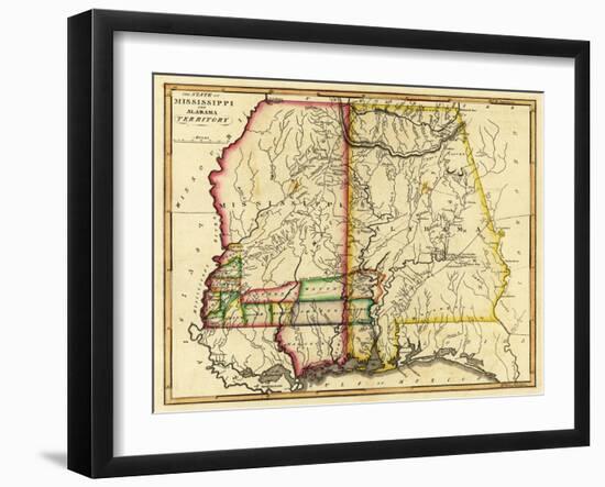 Mississippi and Alabama - Panoramic Map-Lantern Press-Framed Art Print