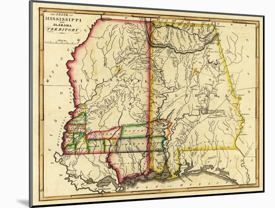 Mississippi and Alabama - Panoramic Map-Lantern Press-Mounted Art Print