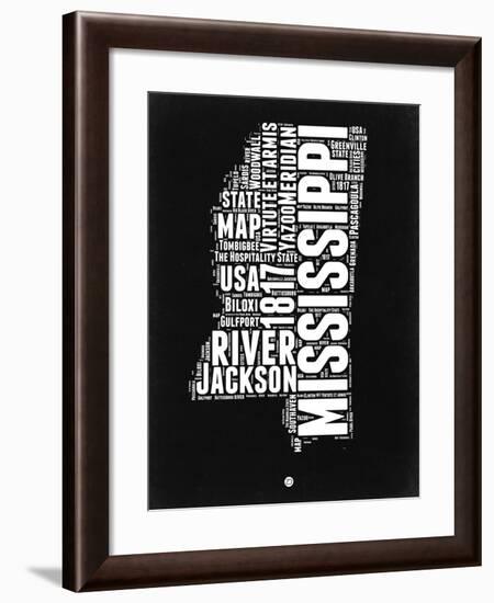 Mississippi Black and White Map-NaxArt-Framed Art Print