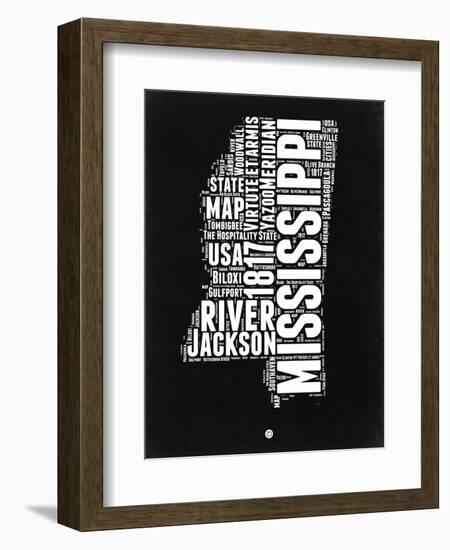 Mississippi Black and White Map-NaxArt-Framed Art Print