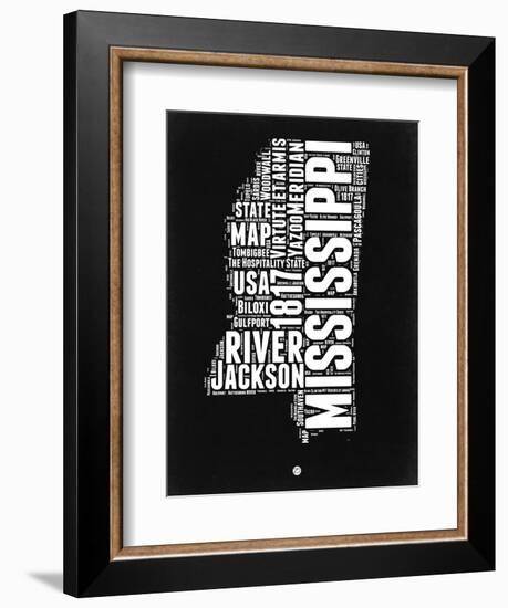 Mississippi Black and White Map-NaxArt-Framed Art Print