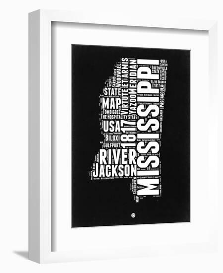 Mississippi Black and White Map-NaxArt-Framed Art Print