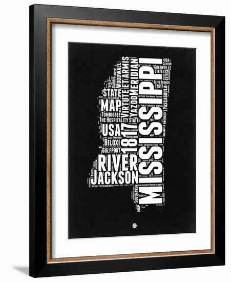 Mississippi Black and White Map-NaxArt-Framed Art Print