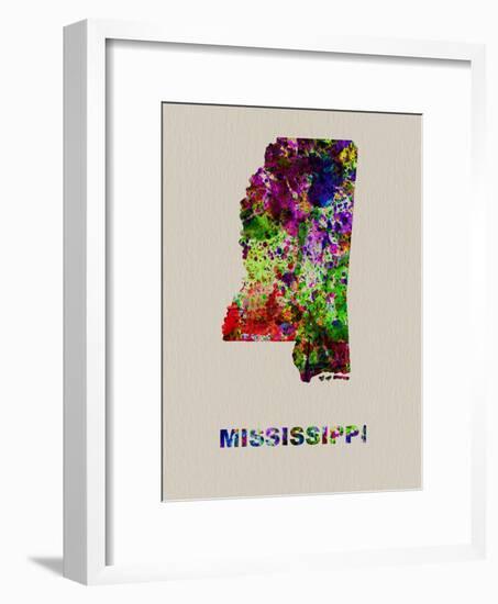 Mississippi Color Splatter Map-NaxArt-Framed Art Print