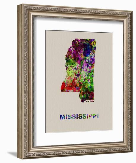 Mississippi Color Splatter Map-NaxArt-Framed Art Print