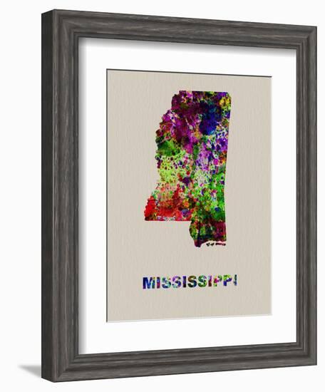 Mississippi Color Splatter Map-NaxArt-Framed Art Print