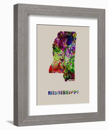Mississippi Color Splatter Map-NaxArt-Framed Art Print
