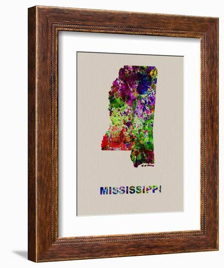 Mississippi Color Splatter Map-NaxArt-Framed Art Print