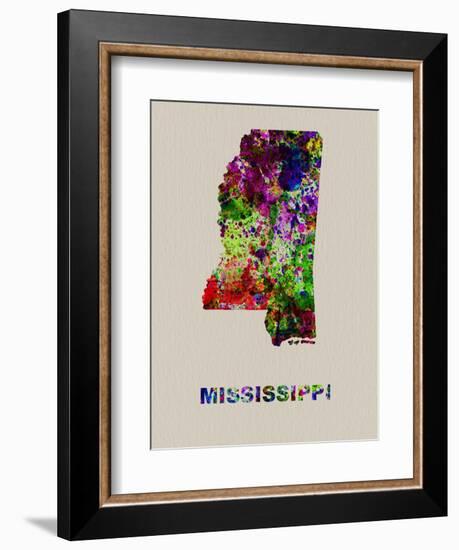 Mississippi Color Splatter Map-NaxArt-Framed Art Print