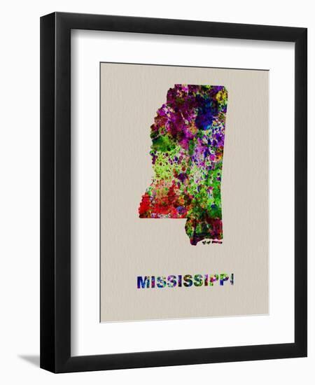 Mississippi Color Splatter Map-NaxArt-Framed Art Print