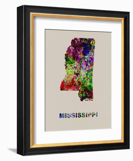 Mississippi Color Splatter Map-NaxArt-Framed Art Print