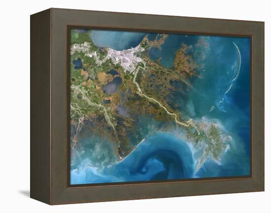 Mississippi Delta, Satellite Image-PLANETOBSERVER-Framed Premier Image Canvas